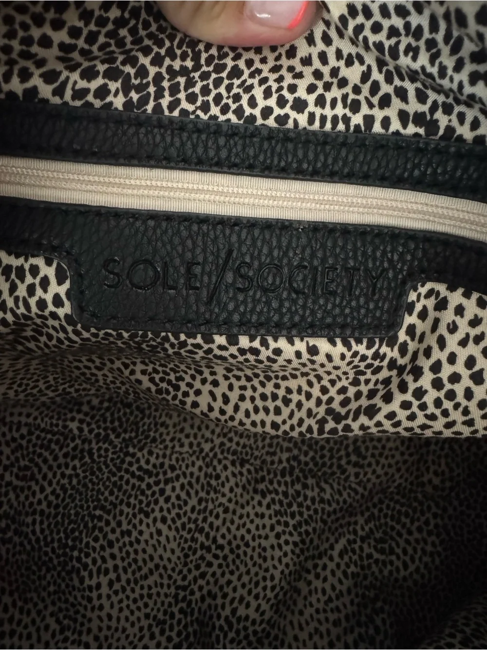 Sole Society Black Faux Leather and Suede Satchel